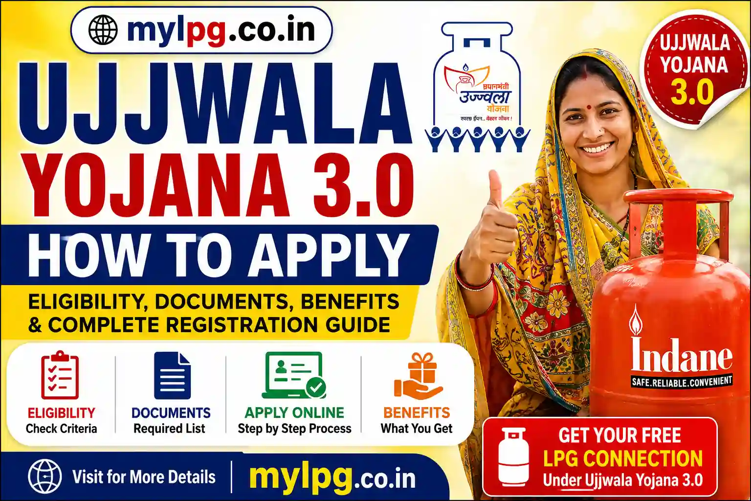 Ujjwala Yojana 3.0 How to Apply 2026 – Eligibility, Documents, Registration & Free LPG Connection Guide | MyLPG.co.in