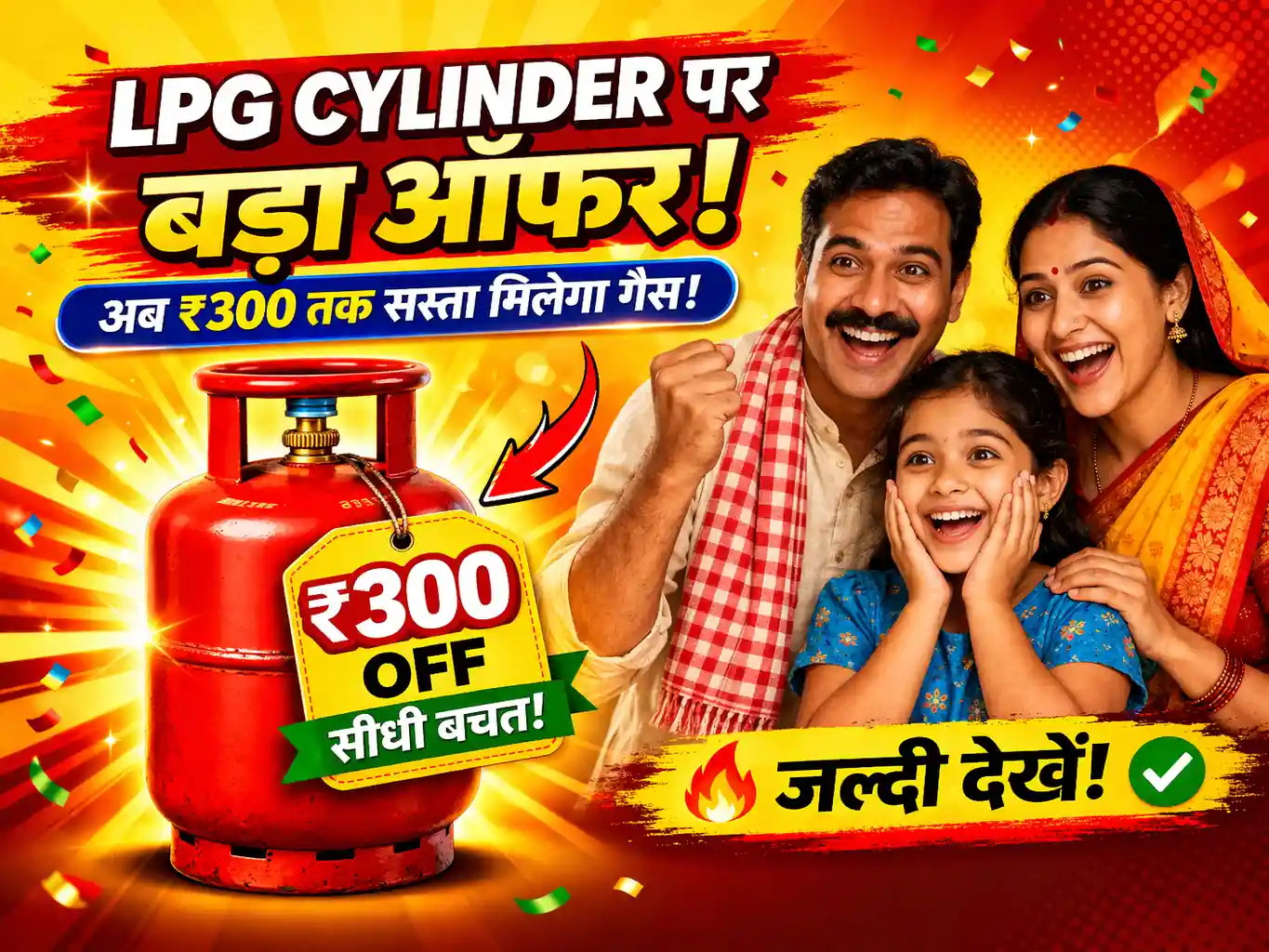LPG Cylinder Offer 300 rupees discount gas cylinder India