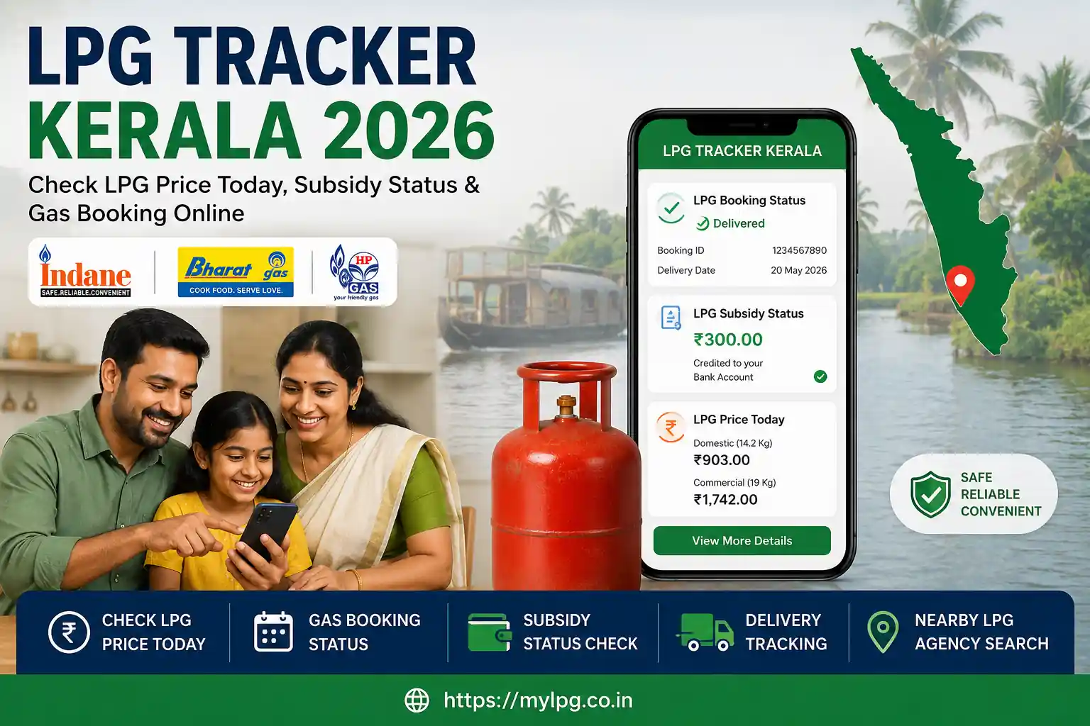 LPG Tracker Kerala 2026 check LPG price today subsidy status gas booking online Kerala consumers