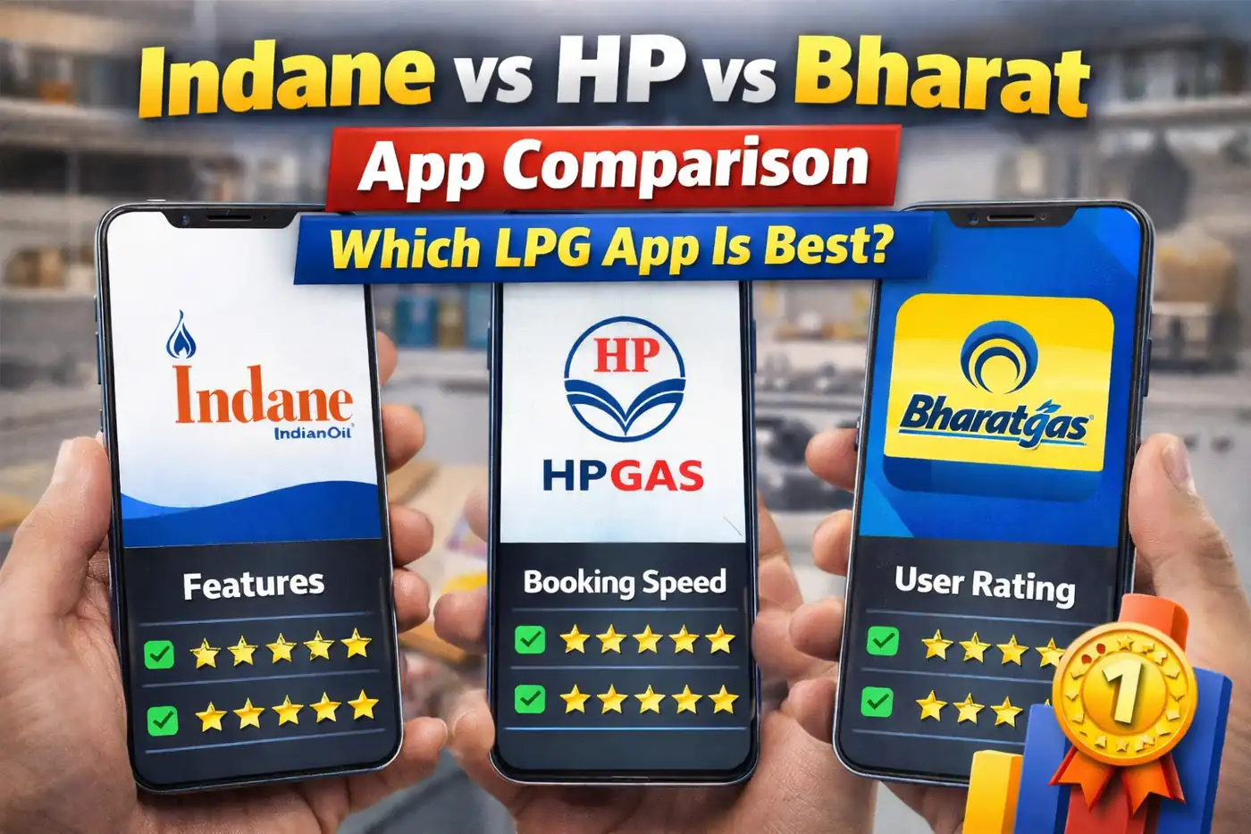LPG app comparison Indane vs HP vs Bharat Gas mobile apps
