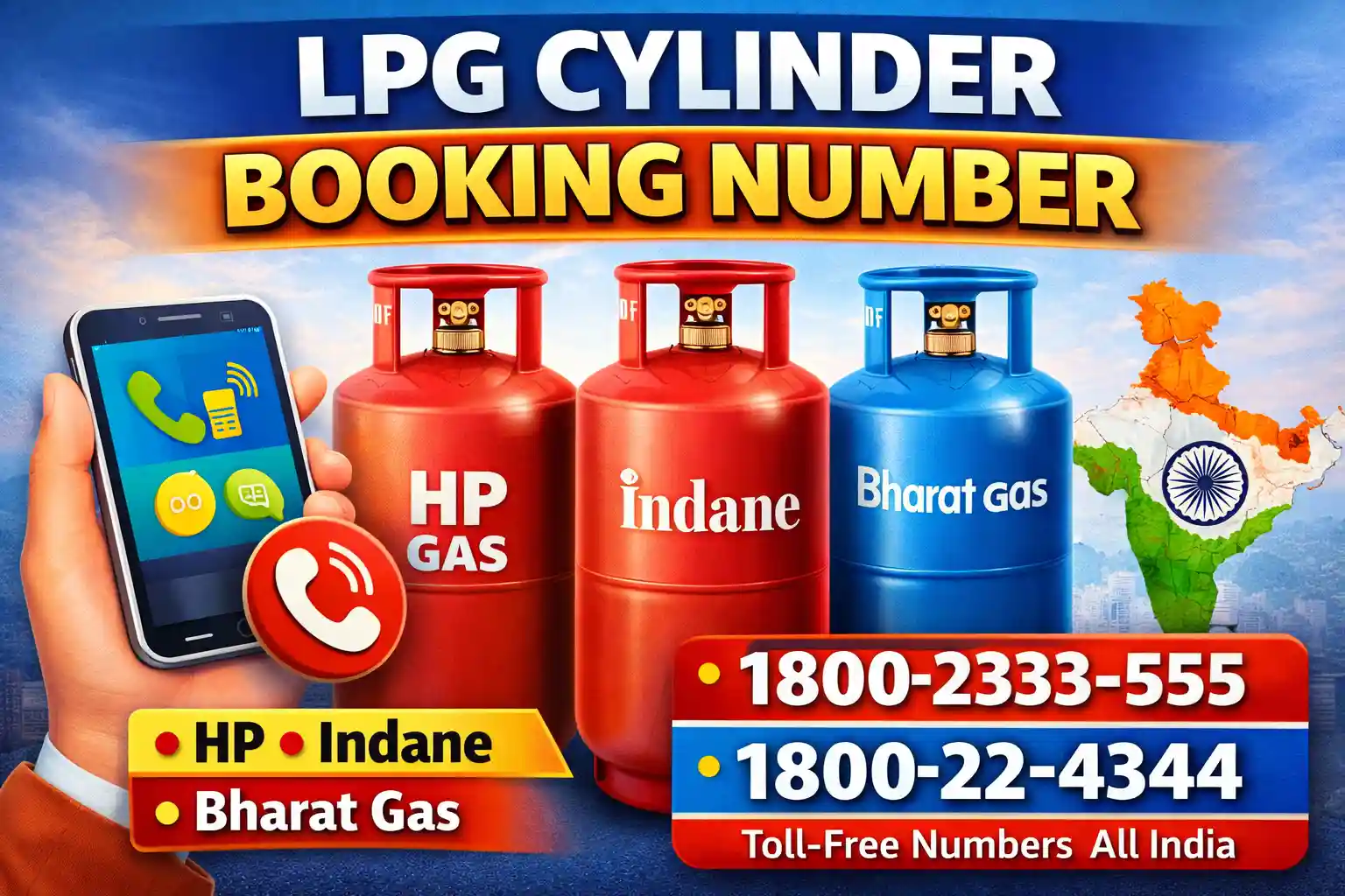 LPG booking number HP Indane Bharat Gas India