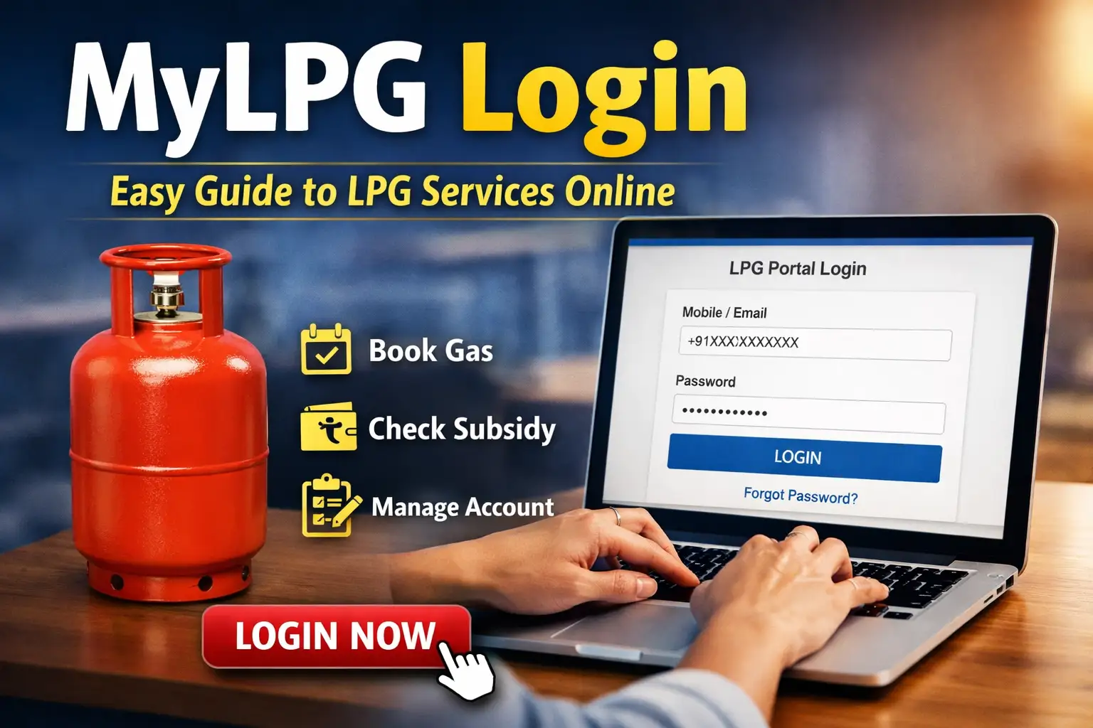 MyLPG Login process online LPG services portal