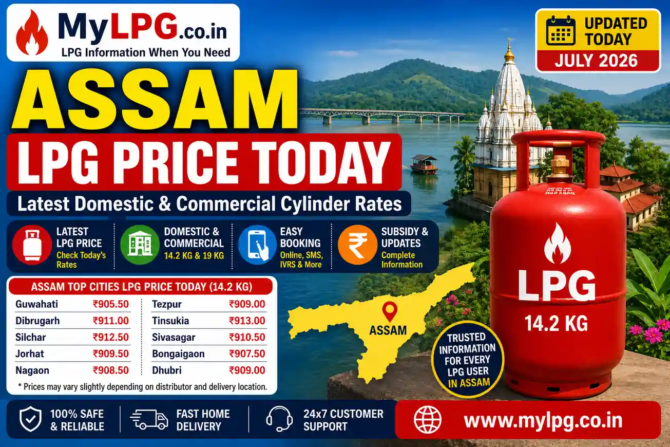 Assam LPG Price Today 2026 latest domestic and commercial gas cylinder rates in Guwahati, Dibrugarh, Silchar and other cities