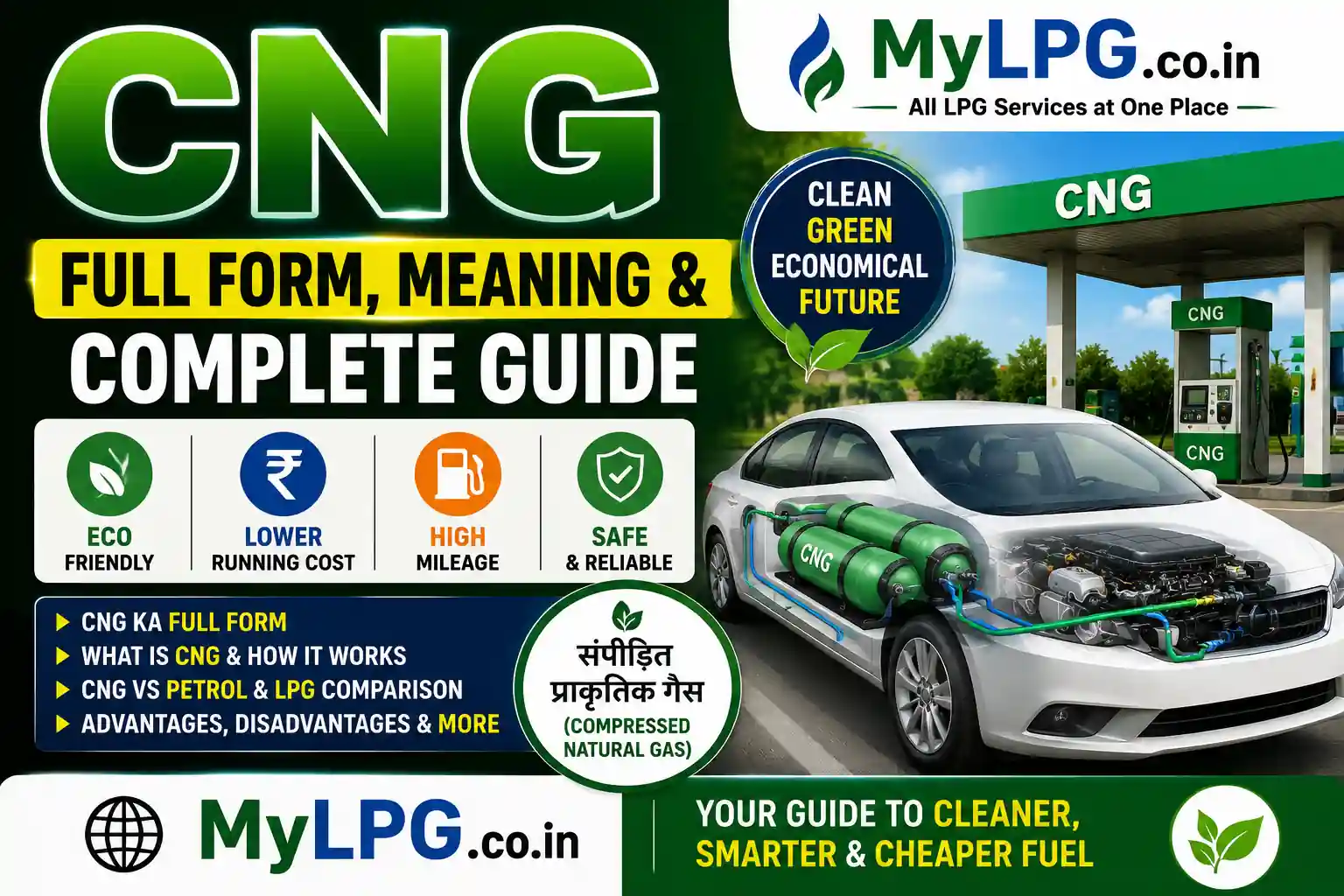 CNG full form and meaning – Compressed Natural Gas guide | MyLPG.co.in