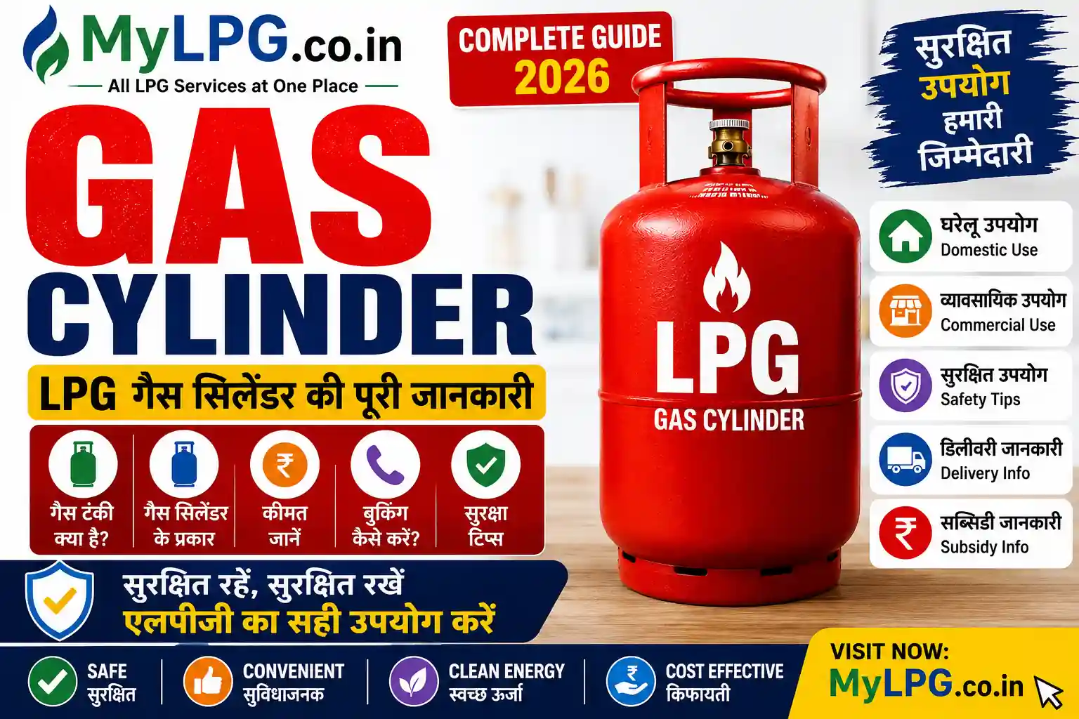 Gas Cylinder 2026 – LPG gas cylinder types, booking, price and safety information