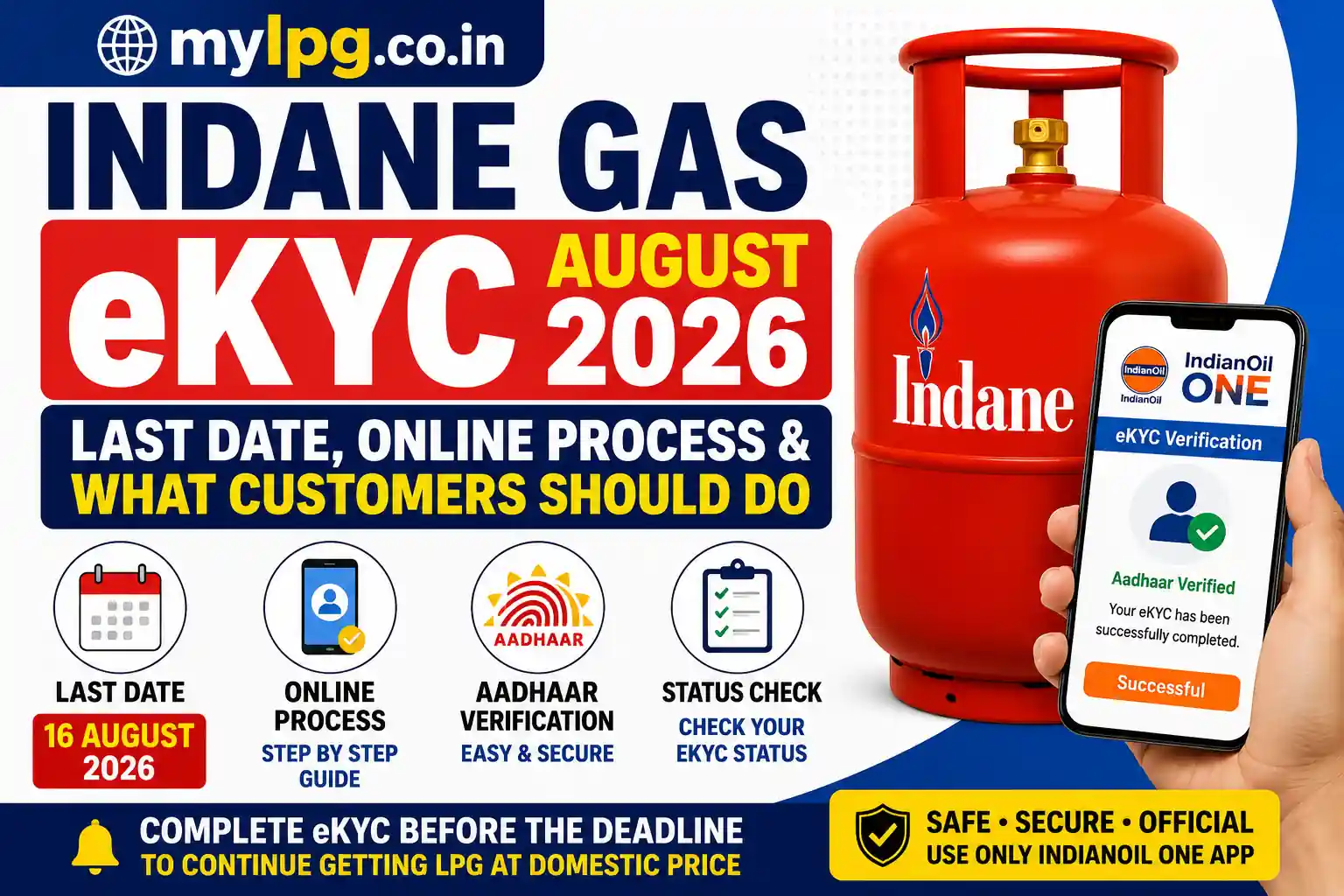 Indane Gas eKYC August 2026 last date and online verification process