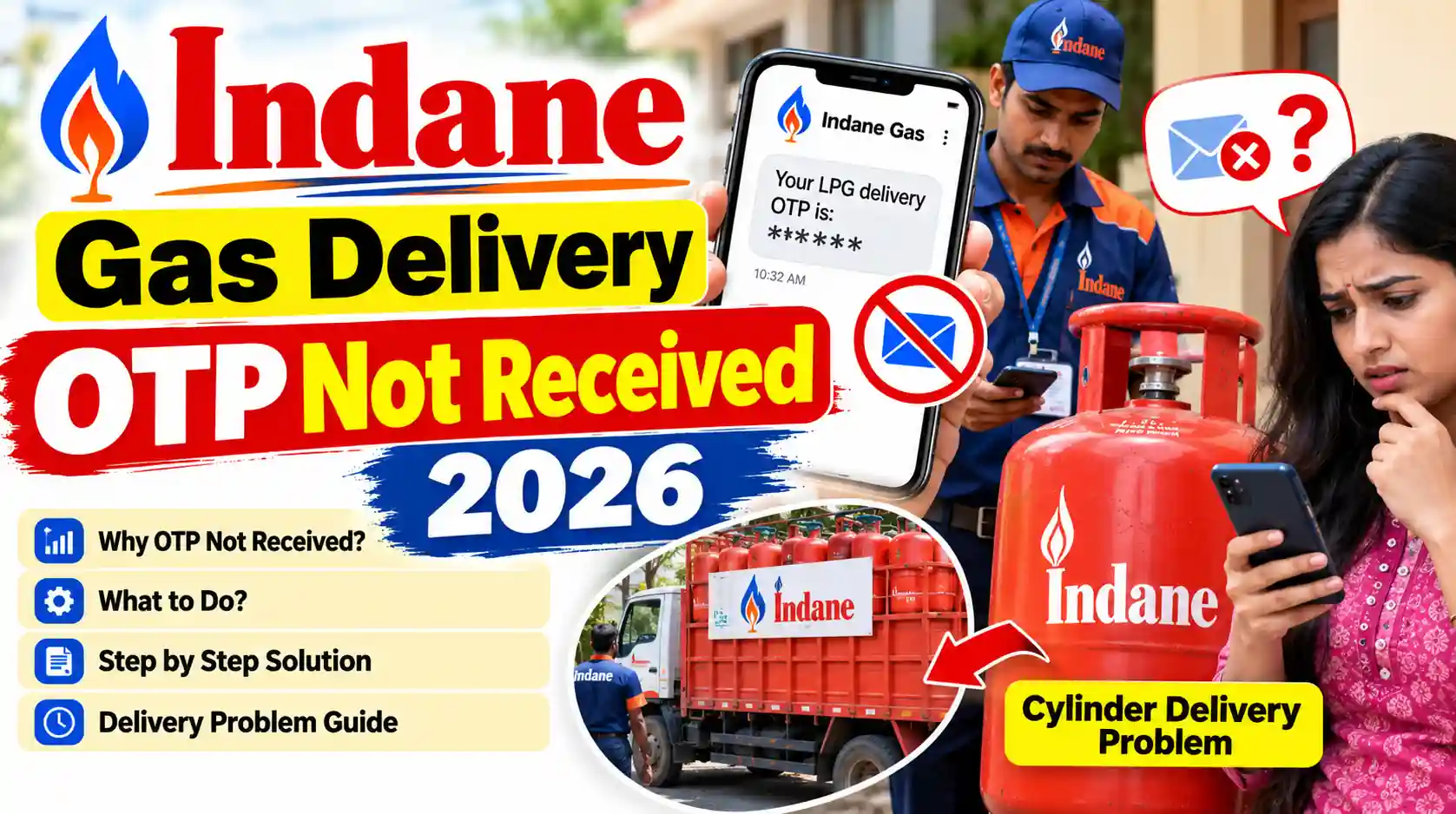 Indane Gas delivery OTP not received 2026 cylinder delivery problem